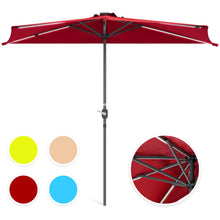Load image into Gallery viewer, 8.5ft Outdoor Solar LED Strip Lighted Half Patio Umbrella w/ Hand Crank
