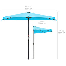 Load image into Gallery viewer, 8.5ft Outdoor Solar LED Strip Lighted Half Patio Umbrella w/ Hand Crank
