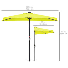 Load image into Gallery viewer, 8.5ft Outdoor Solar LED Strip Lighted Half Patio Umbrella w/ Hand Crank

