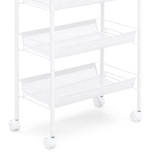 Load image into Gallery viewer, 5-Tier Metal Rolling Kitchen Utility Storage Cart w/ Locking Casters
