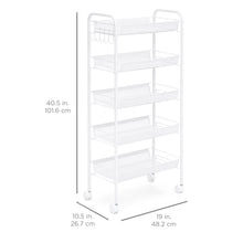 Load image into Gallery viewer, 5-Tier Metal Rolling Kitchen Utility Storage Cart w/ Locking Casters
