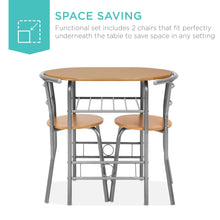 Load image into Gallery viewer, 3-Piece Wooden Table &amp; Chairs Dining Set w/ Lower Storage Shelf
