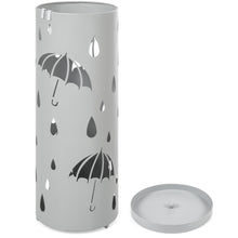Load image into Gallery viewer, Spherical Metal Umbrella Stand w/ 2 Side Hooks, Drain Tray - Silver

