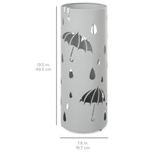 Load image into Gallery viewer, Spherical Metal Umbrella Stand w/ 2 Side Hooks, Drain Tray - Silver
