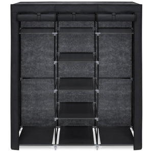 9-Shelf Portable Fabric Closet w/ Cover and Adjustable Rods - Black