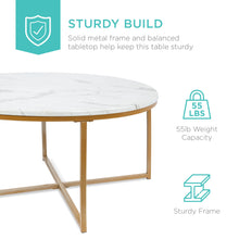 Load image into Gallery viewer, 36in Round Coffee Table w/ Faux Marble Top
