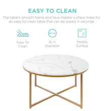 Load image into Gallery viewer, 36in Round Coffee Table w/ Faux Marble Top
