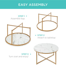 Load image into Gallery viewer, 36in Round Coffee Table w/ Faux Marble Top
