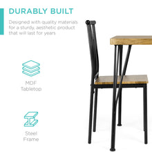 Load image into Gallery viewer, 5-Piece Modern Metal and Wood Dining Table Furniture Set w/ 4 Chairs - Brown
