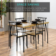 Load image into Gallery viewer, 5-Piece Modern Metal and Wood Dining Table Furniture Set w/ 4 Chairs - Brown
