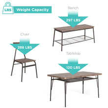 Load image into Gallery viewer, 6-Piece Modern Dining Set w/ Storage Racks, Table, Bench, 4 Chairs - Brown
