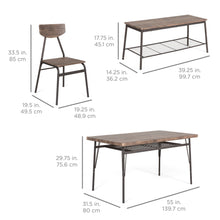 Load image into Gallery viewer, 6-Piece Modern Dining Set w/ Storage Racks, Table, Bench, 4 Chairs - Brown
