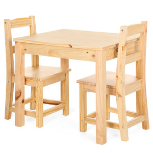 3-Piece Kids Wooden Activity Table Furniture Set w/ 2 Chairs