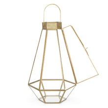 Load image into Gallery viewer, Set of 3 Decorative Metal Faceted Hurricane Candle Lantern Accents w/ Glass
