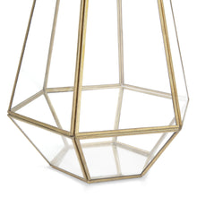 Load image into Gallery viewer, Set of 3 Decorative Metal Faceted Hurricane Candle Lantern Accents w/ Glass
