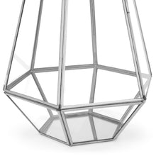 Load image into Gallery viewer, Set of 3 Decorative Metal Faceted Hurricane Candle Lantern Accents w/ Glass

