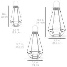 Load image into Gallery viewer, Set of 3 Decorative Metal Faceted Hurricane Candle Lantern Accents w/ Glass
