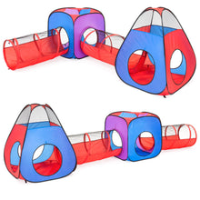 Load image into Gallery viewer, 4-in-1 Kids Multicolor Ball Pit Tent Play Set w/ 200 Balls, Storage Bag
