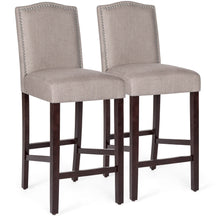 Load image into Gallery viewer, Set of 2 30in Upholstered Counter Height Bar Stools w/ Studded Trim Back

