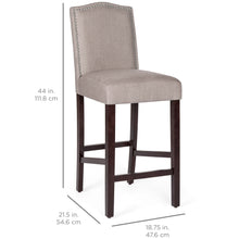 Load image into Gallery viewer, Set of 2 30in Upholstered Counter Height Bar Stools w/ Studded Trim Back
