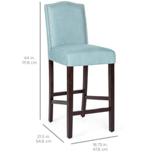 Load image into Gallery viewer, Set of 2 30in Upholstered Counter Height Bar Stools w/ Studded Trim Back
