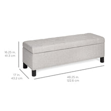 Load image into Gallery viewer, 48in Tufted Upholstered Padded Storage Ottoman Bench w/ Studs
