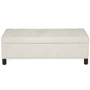 48in Tufted Upholstered Padded Storage Ottoman Bench w/ Studs