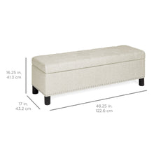 Load image into Gallery viewer, 48in Tufted Upholstered Padded Storage Ottoman Bench w/ Studs
