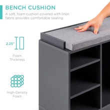 Load image into Gallery viewer, Shoe Storage Rack Bench w/ Padded Seat, 10 Cubbies - 46in

