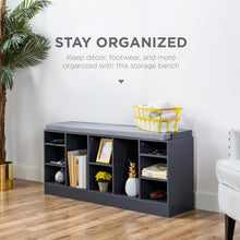 Load image into Gallery viewer, Shoe Storage Rack Bench w/ Padded Seat, 10 Cubbies - 46in
