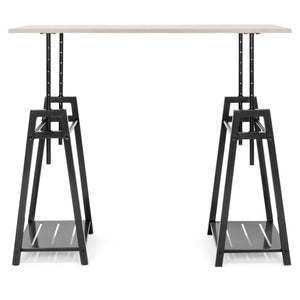 Sit to Stand Office Work Desk w/ Wood Finish, Adjustable Height