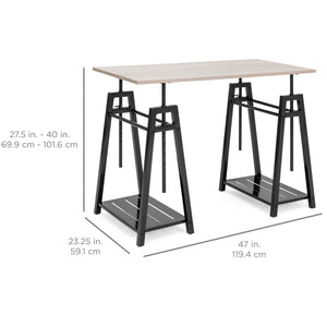 Sit to Stand Office Work Desk w/ Wood Finish, Adjustable Height