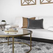 Load image into Gallery viewer, 36in Round Glass Coffee Table w/ Satin Gold Trim

