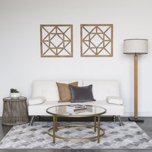Load image into Gallery viewer, 36in Round Glass Coffee Table w/ Satin Gold Trim
