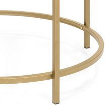 Load image into Gallery viewer, 36in Round Glass Coffee Table w/ Satin Gold Trim
