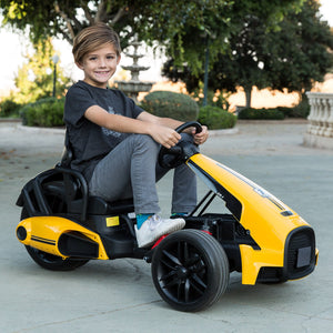 12V Kids Go-Kart Racing Ride-On Car w/ Push-to-Start, 2 Speeds, Horn