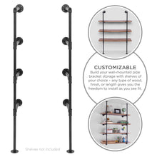 Load image into Gallery viewer, 4-Tier Industrial Wall-Mounted Iron Pipe Bracket DIY Bookshelf Frame
