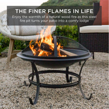 Load image into Gallery viewer, Steel Outdoor Patio Fire Pit Bowl w/ Screen Cover, Poker - 22in
