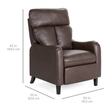Load image into Gallery viewer, Faux Leather English Roll Arm Chair Recliner w/ 160-Degree Recline, Leg Rest
