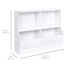 Load image into Gallery viewer, Kids Wooden Storage Cabinet for Toys, Books w/ 2 Shelves, 2 Cubbies
