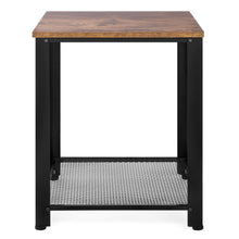 Load image into Gallery viewer, 2-Tier Rustic Industrial Side End Table w/ Wood Finish Top, Metal Frame
