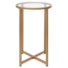 Load image into Gallery viewer, 16in Modern Round Side Table Accent Furniture w/ Metal Frame, Glass Top
