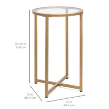 Load image into Gallery viewer, 16in Modern Round Side Table Accent Furniture w/ Metal Frame, Glass Top
