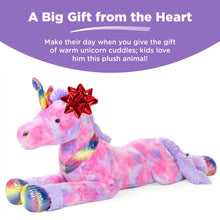 Load image into Gallery viewer, 52in Kids Extra Large Plush Rainbow Unicorn Stuffed Animal w/ Soft Fur
