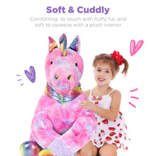 Load image into Gallery viewer, 52in Kids Extra Large Plush Rainbow Unicorn Stuffed Animal w/ Soft Fur
