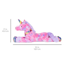 Load image into Gallery viewer, 52in Kids Extra Large Plush Rainbow Unicorn Stuffed Animal w/ Soft Fur
