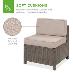 5-Piece Outdoor Wicker Patio Sectional Set w/ Storage, 2 Pillows, Cover