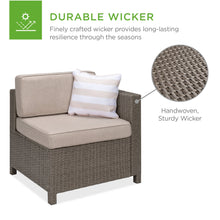 Load image into Gallery viewer, 5-Piece Outdoor Wicker Patio Sectional Set w/ Storage, 2 Pillows, Cover
