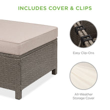 Load image into Gallery viewer, 5-Piece Outdoor Wicker Patio Sectional Set w/ Storage, 2 Pillows, Cover
