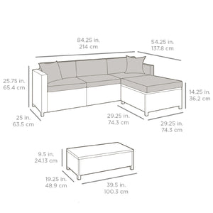 5-Piece Outdoor Wicker Patio Sectional Set w/ Storage, 2 Pillows, Cover